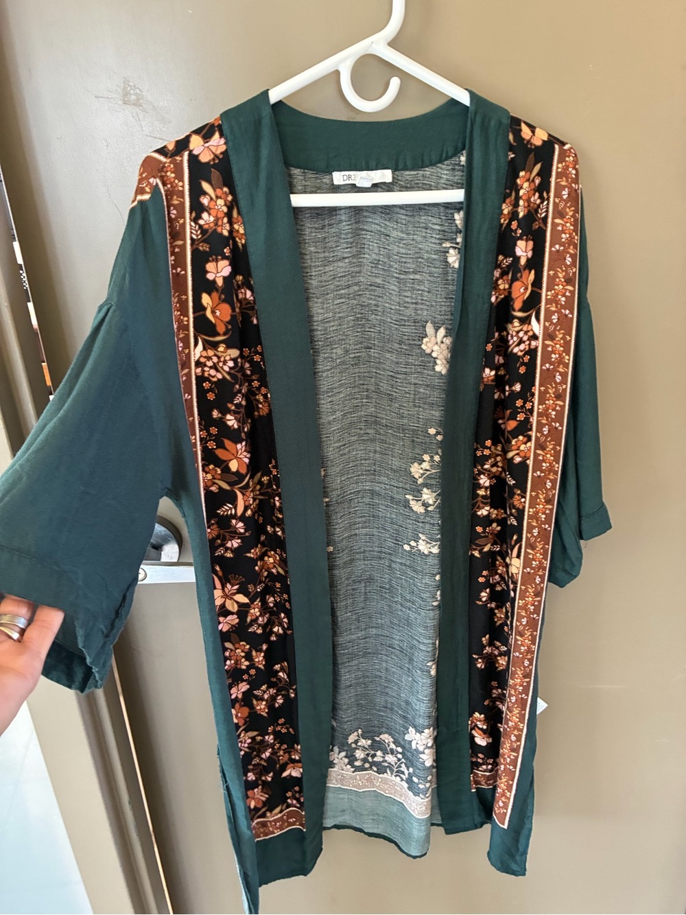 DR2 Teal and Heather Gray Open-Front Top
